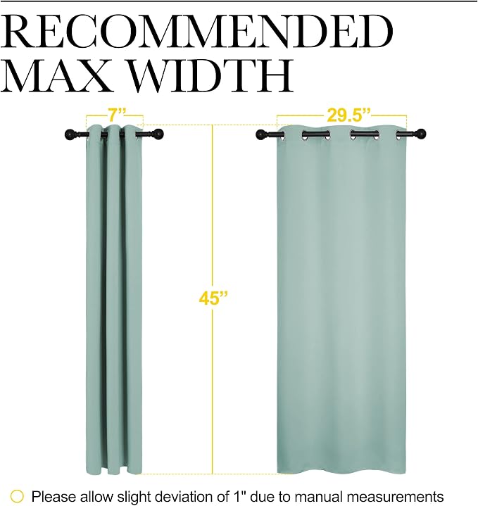 NICETOWN Aqua Blue Thermal Insulated Curtains Blackout Draperies, Window Treatment Solid Grommet Room Darkening Drape Panels for Bedroom (Set of 2, 34 by 45 inches Long)