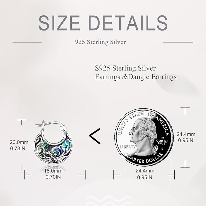 Tree of Life/Sunflower/Mountain/Daisy/Flower/Dragonfly/Butterfly/Earrings 925 Sterling Silver Hoop Earrings for Women