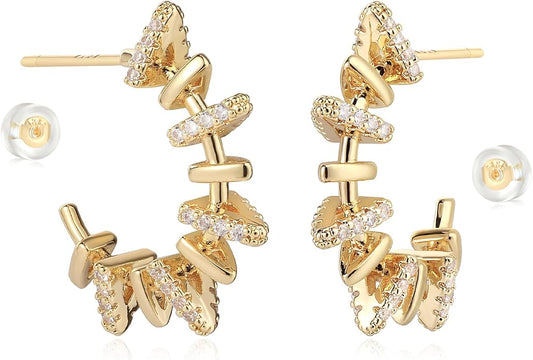 MYEARS Women Hoop Earrings Gold 14K Gold Filled Small Simple Handmade Hypoallergenic Everyday Illusion Jewelry