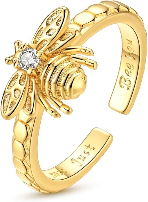 925 Sterling Silver Adjustable Open Rings for Women with Snake, Evil Eye or Bee Designs, Dainty Stackable Thumb Finger Rings, Gold Silver Ring Jewelry Gift for Mujer, Size 6-9