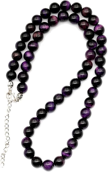 Natural Gemstone Beaded Choker Necklace | 8mm Handmade Adjustable Jewelry for Men & Women | Chakra Balancing Crystal Necklace | Spiritual Gift | Macrame Cord with Extender