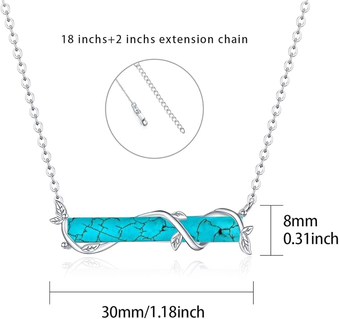 Bar Opal Leaf Necklace For Women S925 Sterling Silver White Opal Pendant with Leaf Charm Bar Pendant Jewelry Gift For Mom Daughter Wife