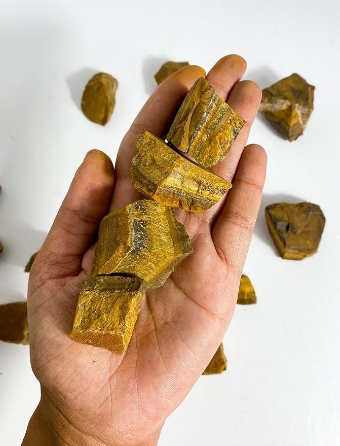 Large 1.25-2.0” Natural Tiger Eye Raw Crystals Stones for Meditation, Chakra, Reiki, Crystal Grid, Energy Work, Wire Wrapping, Tumbling & Spiritual Home Decor