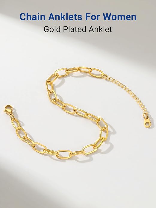 PROSTEEL Gold/Silver Anklets for Women Waterproof, 14K Gold Plated Ankle Bracelet Non Tarnish, Jewelry Gifts Adjustable