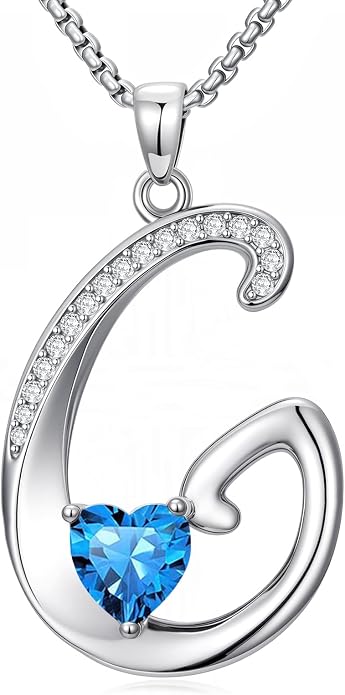 Birthday Gifts for Women Alphabet A to Z Initial Birthstone Pendant Necklaces for Women - 18k White Gold Plated Personalized Name Jewelry Anniversary Graduation Gifts for Wife Her Daughter Girlfriend(with Gift Box)