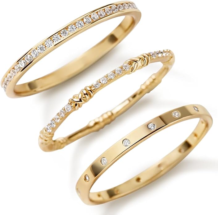 14K Gold Filled Rings for Women, Dainty Stacking Rings for Women, Thin Gold Band Ring Plain Statement Ring Comfort Fit Size 6-10