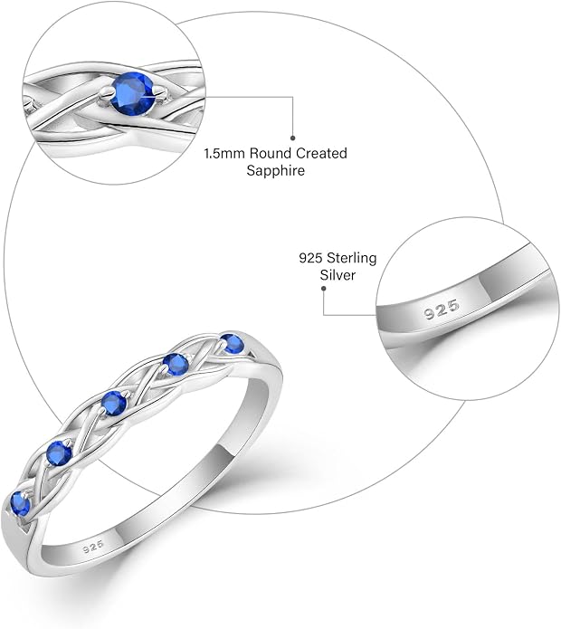 Infinity Celtic Knot Ring 925 Sterling Silver Twisted Knot Birthstone Ring Statement Rings for Women Size 5-10