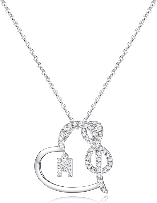 Infinity Heart Necklaces for Women, S925 Sterling Silver Initial Necklace Womens Jewelry Mothers Day Gifts Girls Valentines Gifts for Her Christmas Birthday Gifts for Women Mom Wife Girlfriend