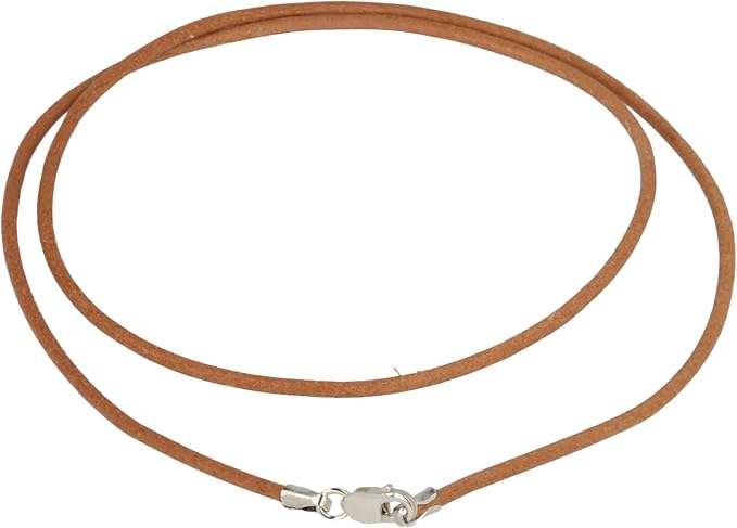 The Beadsmith Greek Leather Necklaces – Natural, 18” in Length, Assembled with Sterling Silver Lobster Clasp, 12-Pack