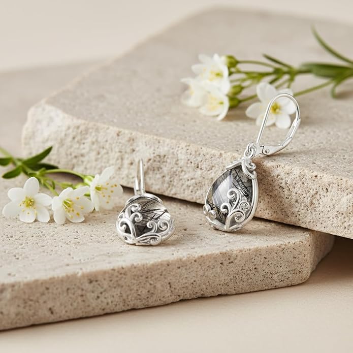 POPLYKE Celtic Filigree Teardrop Drop Dangle Earrings Sterling Silver Leverback Earrings Jewelry for Women