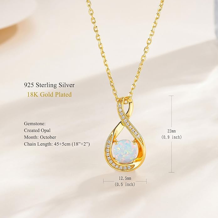 925 Sterling Silver Birthstone Necklace for Women Infinity Necklaces Birthday Anniversary Fine Jewelry Gifts for Mother Women, Adjustable Chain