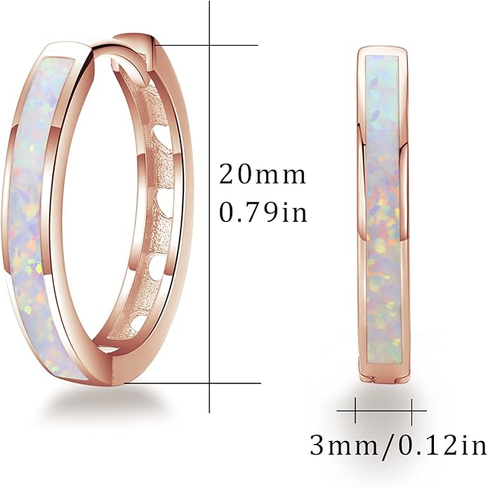 CUOKA MIRACLE 925 Sterling Silver Opal Hoop Earrings for Women - Opal Hinged Huggie Hoops, Hypoallergenic Small Hoop Earrings for Sensitive Ears, Dainty Everyday Jewelry Birthday Christmas Gift