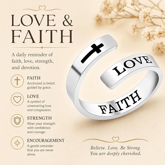 Uloveido Adjustable Inspirational Flying Dandelion Double Stainless Steel Freedom Ring Bands Cool Stacking Gift for Women, Engraving Rings Motivational Gift Y2004