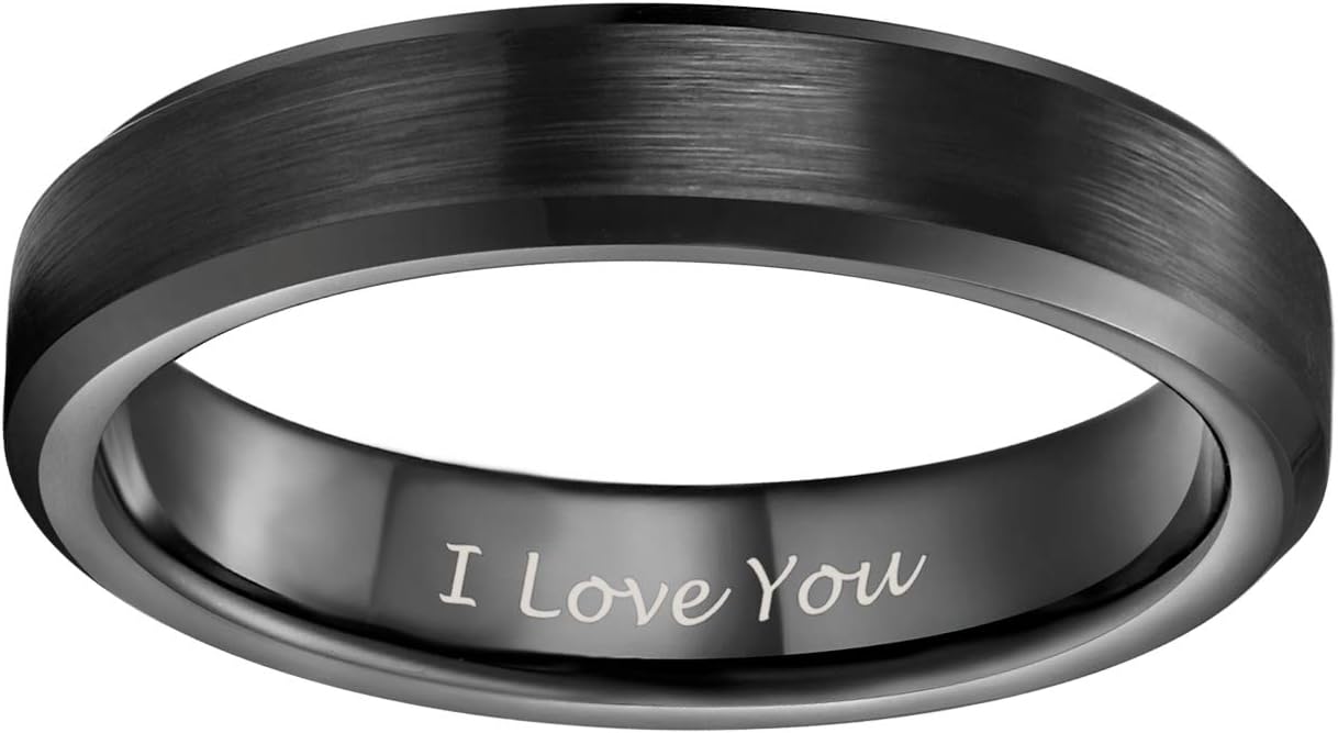 TRUMIUM 2mm 4mm 6mm 8mm 10mm Tungsten Ring Wedding Band for Women Men Bevel Edges Brushed Comfort Fit Size 4-15
