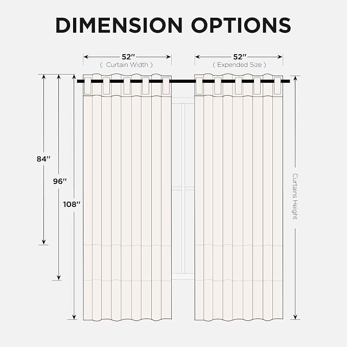 Joydeco Blackout Curtains 108 Inches Long, Thermal Insulated Black Out Curtains 2 Panels Set, Room Darkening Drapes for Living Room Window Rod Pocket Back Tab (W52 x L108 Inch, Beige)