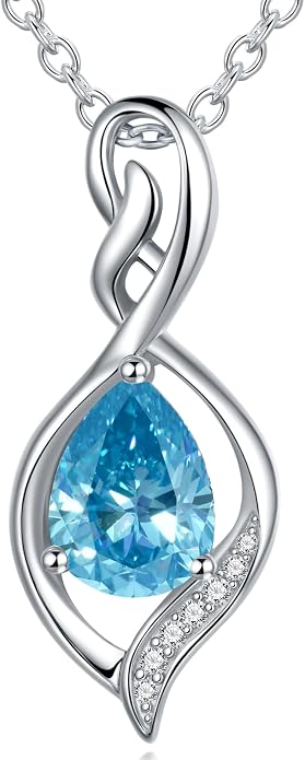 Infinity Birthstone Necklace for Women 925 Sterling Silver Dainty Infinity Pendant Jewelry Birthday Mothers Day Gifts for Mom Women Wife