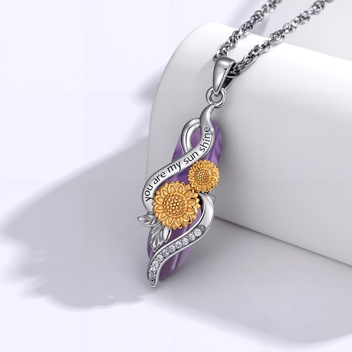 Crystal Necklace 925 Sterling Silver Rose/Sunflower Necklace for Women Jewelry Gifts for Women