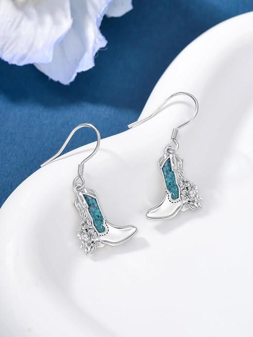 Dorunmo 925 Sterling Silver Western Dangle Earrings for Women Bohemian Earrings Hypoallergenic Christmas Jewelry Gifts for Women