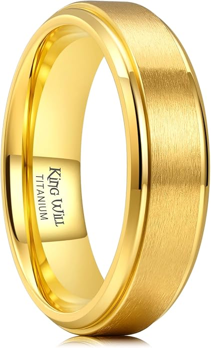 King Will Titanium Wedding Band for Men Women- 3-10mm Width Black/Sliver/Gold High Purity Titanium Promise Wedding Ring Comfort Fit for Daily Wear Size 6-14