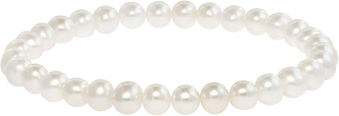 Blue Ocean Pearls Round Freshwater Cultured Pearl Bride & Bridesmaid 8" Stretch Strand Bracelet - Choice of Pearl Size and Color