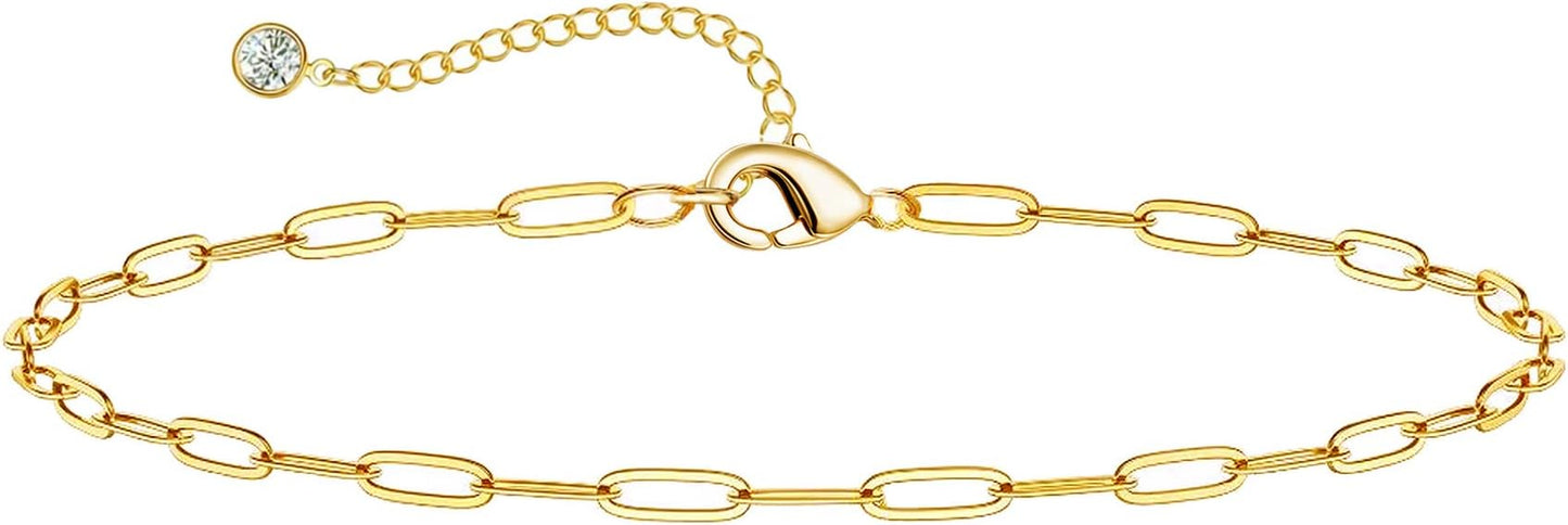 DEARMAY Gold Anklets for Women Waterproof, Non Tarnish14K Gold Plated Ankle Bracelets Set Stack, Summer Beach Jewelry Gifts for Vacation, Bikini Outfits for Women Mom Her