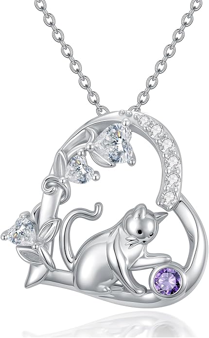 PELOVNY Teddy Bear Necklace for Women 925 Sterling Silver Bear/Highland Cow/Fox/Cat/Axolotl Birthstone Necklace Christmas Birthday Jewelry Gifts for Mom Daughter Wife Sister