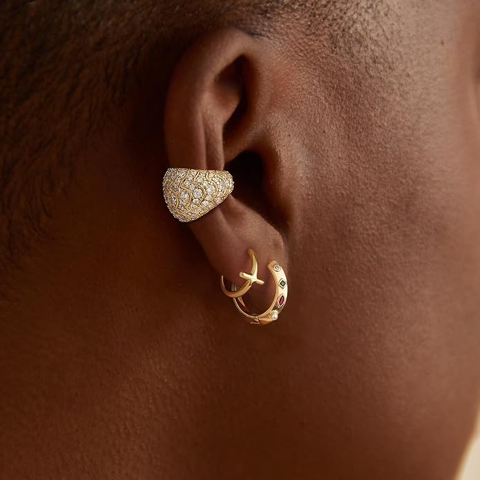 MYEARS Women Hoop Earrings Gold 14K Gold Filled Small Simple Handmade Hypoallergenic Everyday Illusion Jewelry