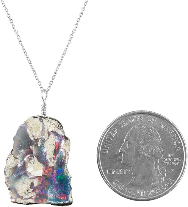 Natural Gemstone Pendant Necklace for Women Handmade Birthstone Healing Crystal Jewelry Chain 20" Stone Birthday Christmas Wedding Gifts for Her