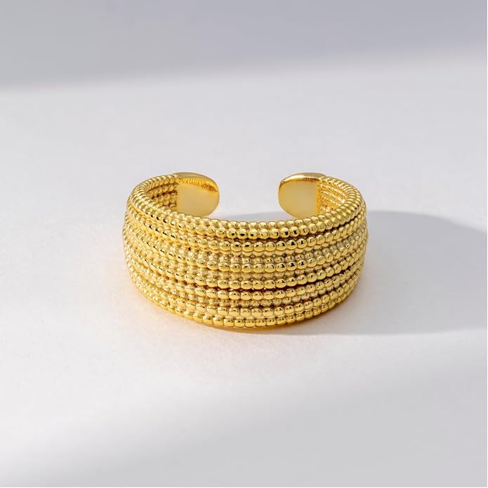 14K Gold Vermeil Ring for Women, Minimalist Stackable Band, 925 Sterling Silver Statement & Everyday Jewelry, Gifts for Women