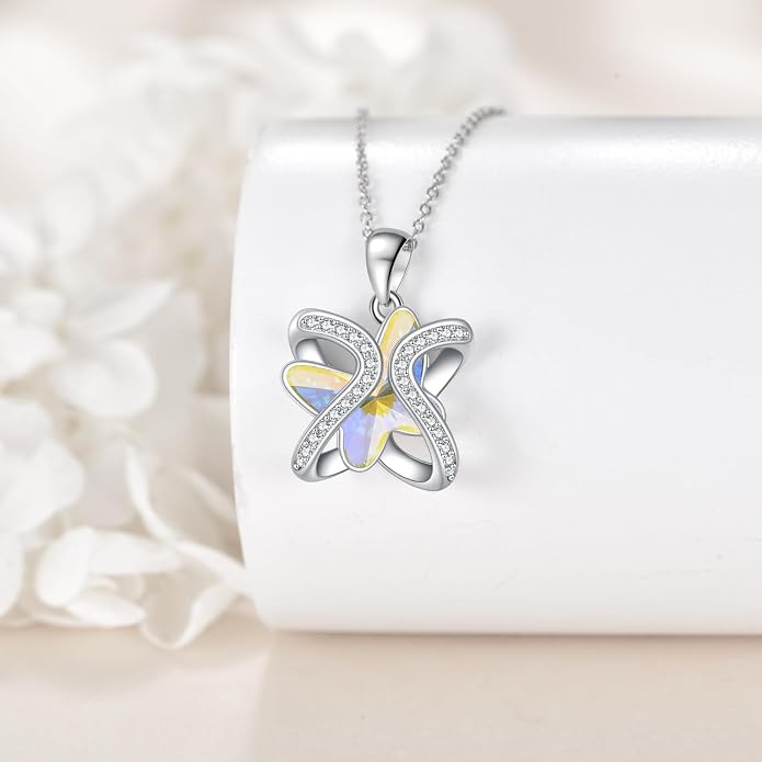 Crystal Necklace 925 Sterling Silver Crystal Pendant Necklace for Women Gift for Women