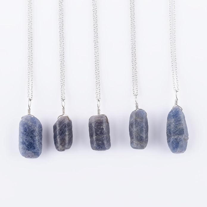 Raw Multi Gemstone Pendant Necklace for Women, Healing Crystal Chakra Stone Birthstone, 925 Sterling Silver Birthday Christmas Gifts for Her