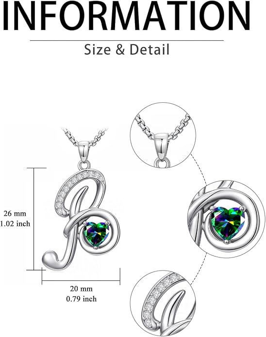 Birthday Gifts for Women Alphabet A to Z Initial Birthstone Pendant Necklaces for Women - 18k White Gold Plated Personalized Name Jewelry Anniversary Graduation Gifts for Wife Her Daughter Girlfriend(with Gift Box)