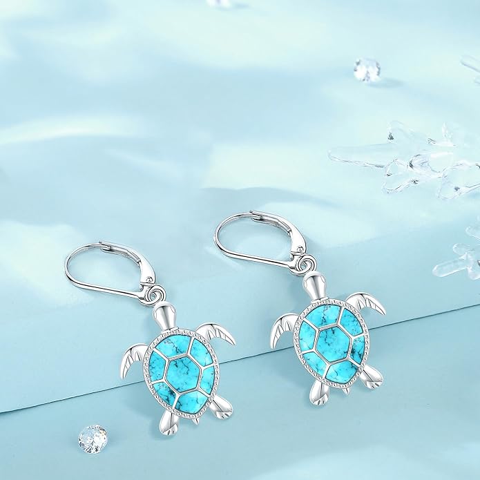 Tree of Life/Cat/Turtle/Butterfly/Flower/Celtic/Turquoise/Moonstone Dangle Earrings for Women Sterling Silver Cute Animals Drop Earrings Jewelry Gifts