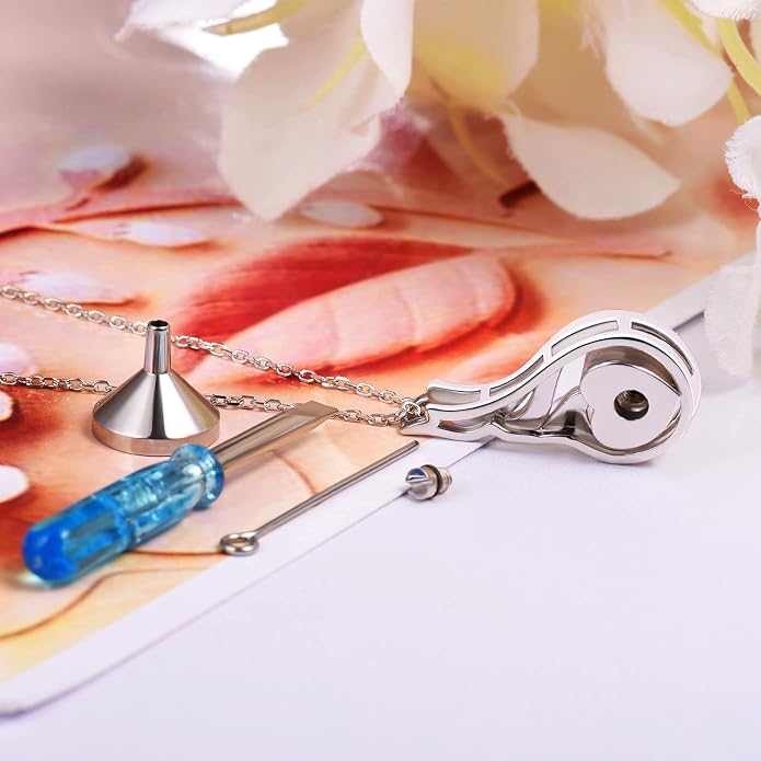 Cremation Jewelry 925 Sterling Silver Teardrop Urn Necklace for Ashes Heart Shape Memorial Keepsake Pendant for Human Ashes for Women Gift