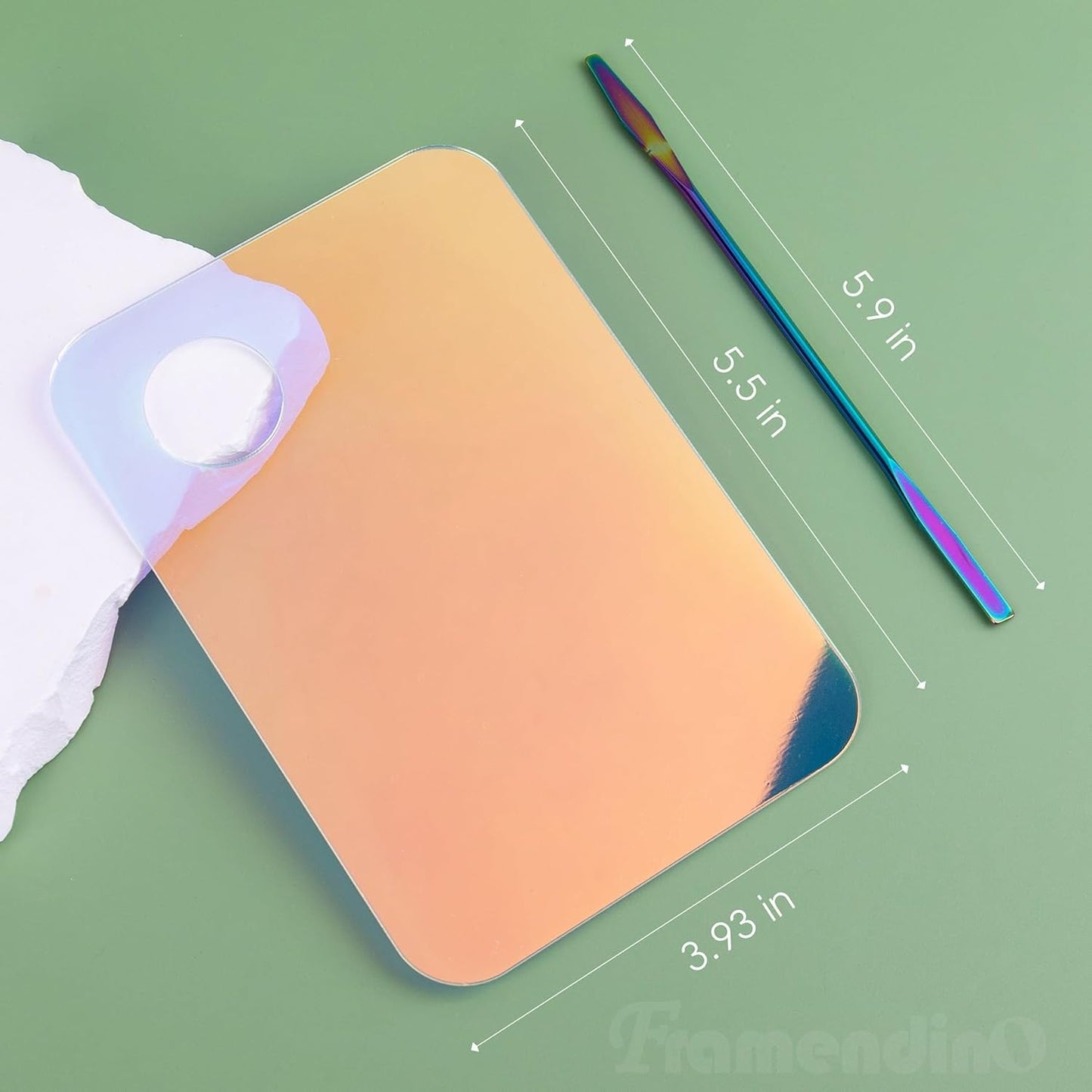 Framendino, 4 Pack Acrylic Cosmetic Makeup Palette Tray with 4 Pack Foundation Spatula Makeup Mixing Palette for Foundation Lipsticks Nail Art Beauty Salon