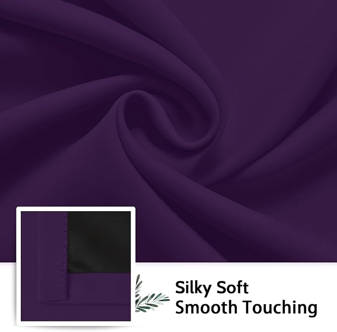 SimpleHome Purple 100% Blackout Curtains Room Darkening Living Room 84 Inch | Curtains for Bedroom,Thermal Insulated Grommet Window Drapes,Curtains for Living Room with Black Back,52 x 84 Inch,2 Panels