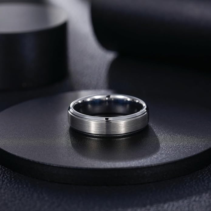 Greenpod 6mm 8mm Black Tungsten Rings for Men Women Brushed Wedding Bands Ring Matte Finished Comfort Fit Size 4-15