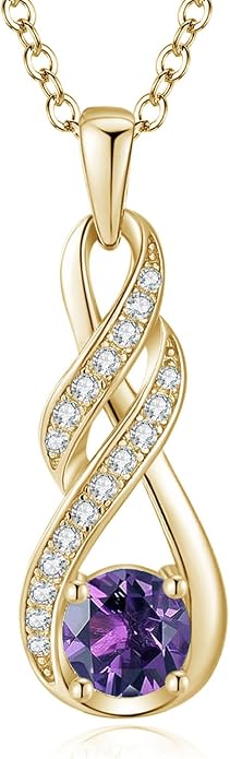 Birthstone Necklaces for Women 925 Sterling Silver Infinity Pendant Created Gemstone Jewelry for Her, 16"+2"