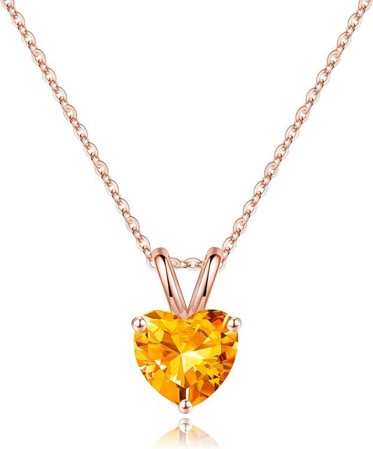 SMILEST Dainty Heart Birthstone Necklace for Women, 925 Sterling Silver Necklace Sparkling Heart Pendant, Anniversary Birthday Gifts for Women Mom Wife Daughter Girlfriend Grandma