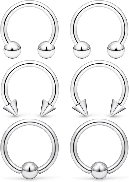 00G 0G 2G 4G 6G 8G 10G 12G 14G 16G Septum Rings Silver Black Surgical Steel Heavy Gauges Earrings Stretching kit Eyebrow Lip Septm Nose Rings Helix Tragus Daith Rook Earrings Hoops 10mm-19mm