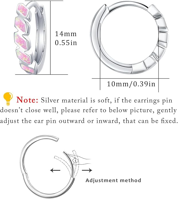 Small Hoop Earrings for Women 925 Sterling Silver Huggie Hoop Opal Earrings Hypoallergenic Earring Jewelry Gifts