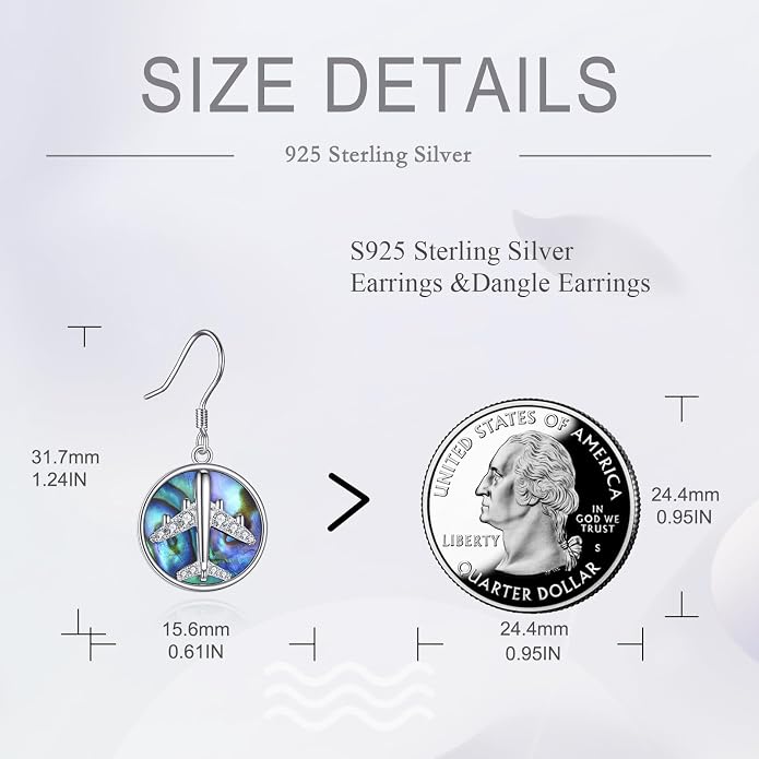 AOBOCO Abalone Shell Earrings for Women 925 Sterling Silver Airplane Celtic Knot Dangle Leverback Earrings Jewelry Mothers Day Birthday Gifts for Mom Friends