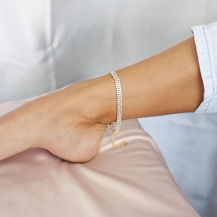 Ettika Anklets for Women. Anklet, 18k Gold or Rhodium Plated. Ankle Bracelets for Women, Jewelry