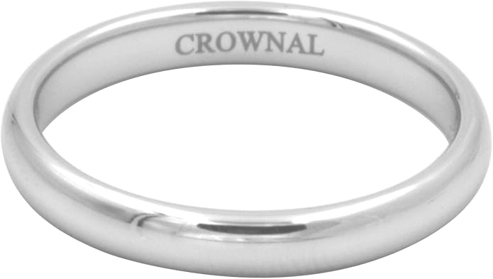 CROWNAL 1mm 2mm 3mm 4mm 5mm 6mm 7mm 8mm Tungsten White/Yellow Gold/Rose Gold Plated Wedding Band Ring Men Women Plain Dome Polished Comfort Fit