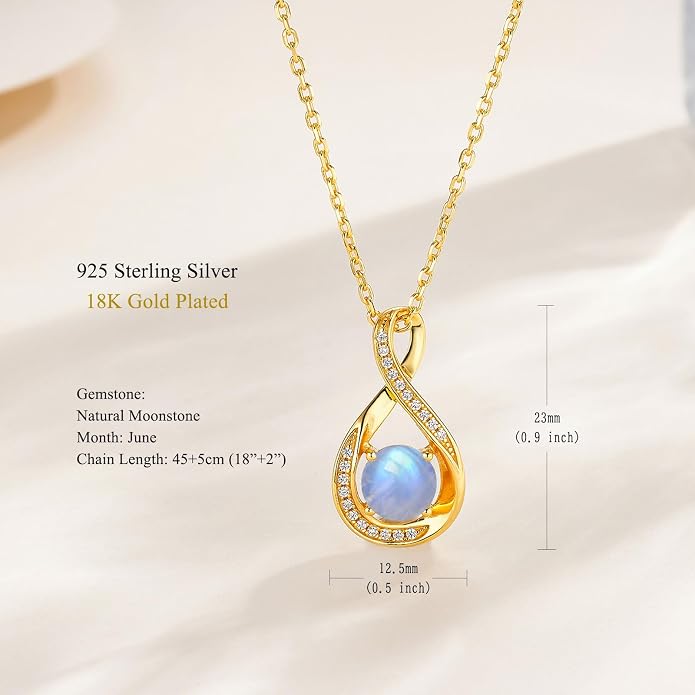 925 Sterling Silver Birthstone Necklace for Women Infinity Necklaces Birthday Anniversary Fine Jewelry Gifts for Mother Women, Adjustable Chain