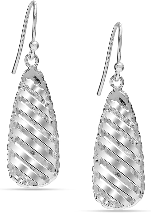 Charmsy 925 Sterling Silver Light-Weight Antique Filigree Teardrop Drop Earrings for Women
