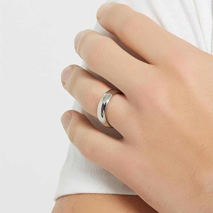 4mm 6mm Stainless Steel Ring Plain Dome High Polished Wedding Band Comfort Fit Size 4-12