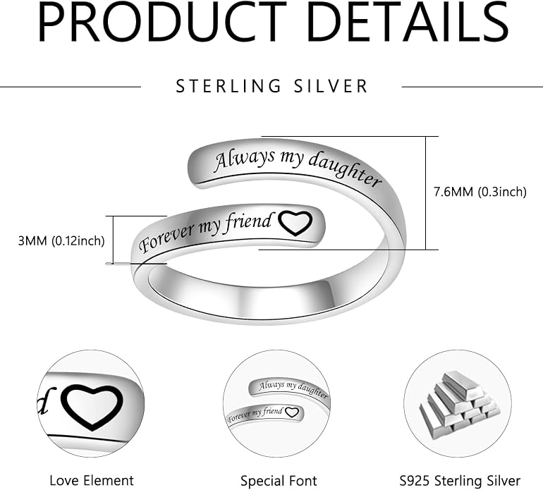 Silver Adjustable Ring Inspirational Jewelry S925 Sterling Wrap Open Ring for Women
