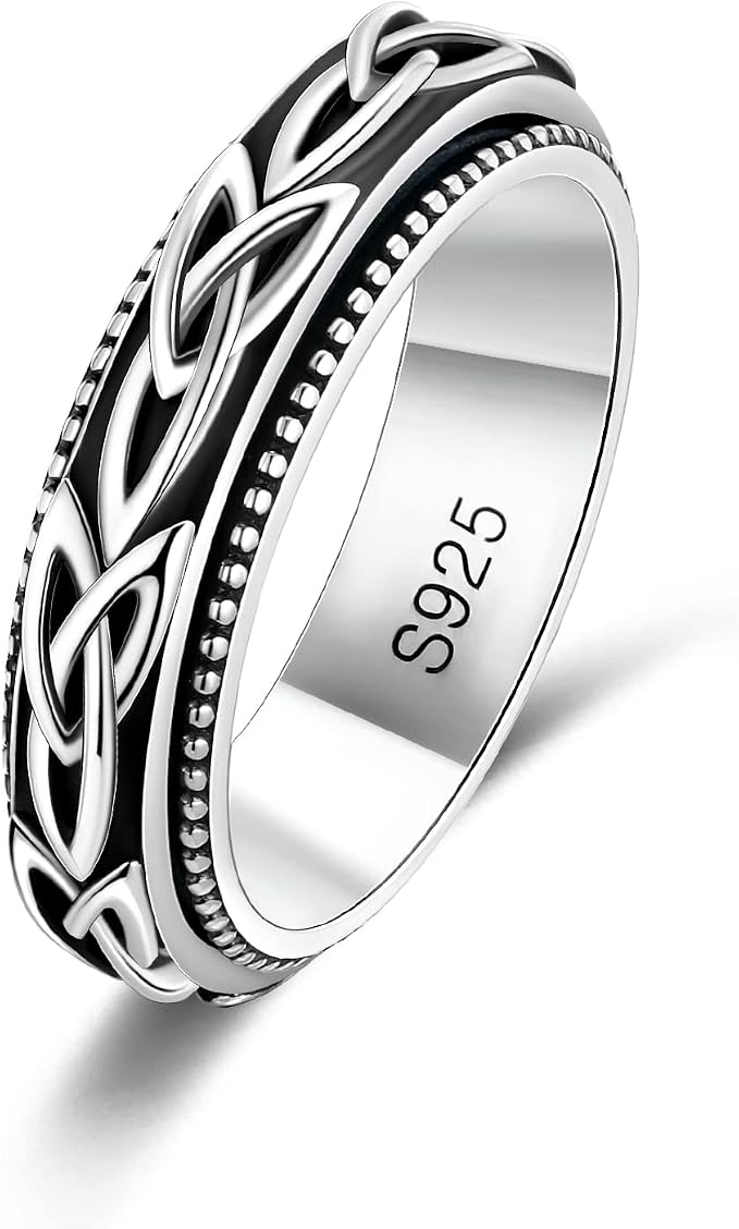 Fidget Ring Spinner Ring for Anxiety Women Men Daughter Real S925 Sterling Silver Fidget Ring