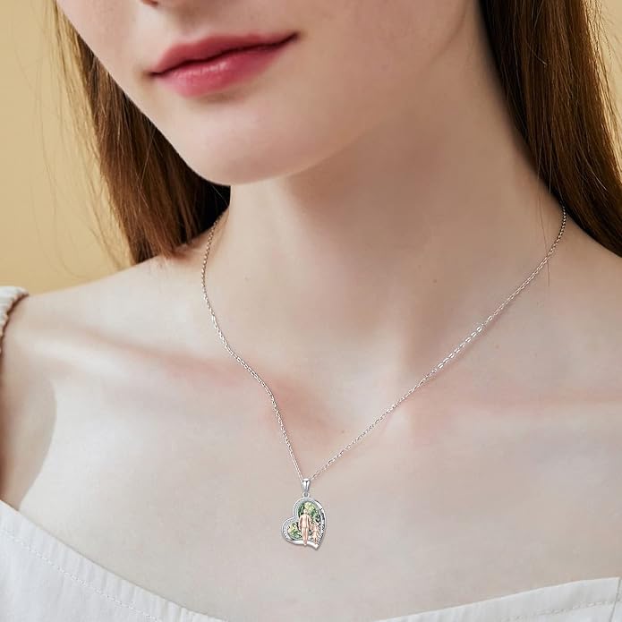 PROESS S925 Sterling Silver Daughter Heart Pendant Necklace from Dad Mom I Love You Forever Jewelry